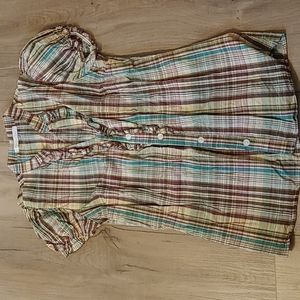 Charlotte Russe Balloon Sleeve Plaid Blouse